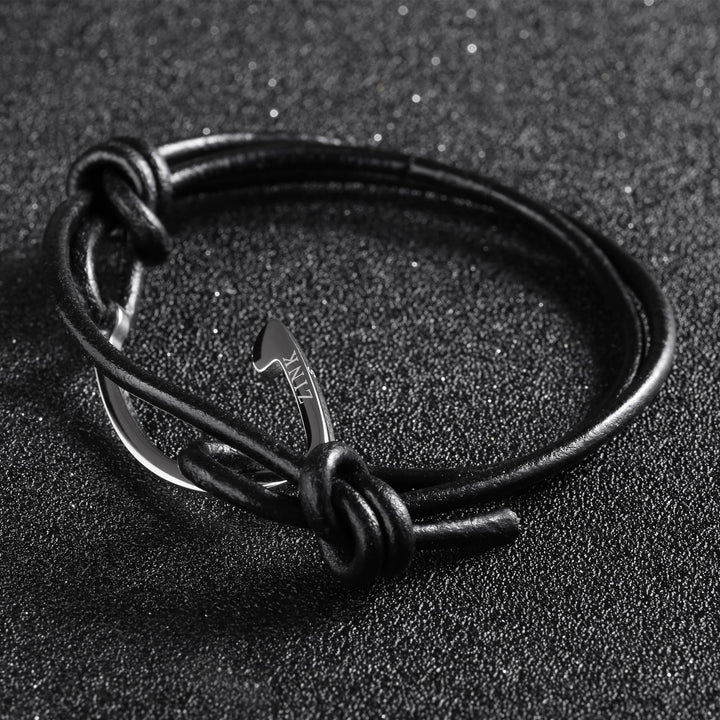 ZINK Men's Black & Silver Stainless Steel & Leather Bracelet | ZJBC024LPB