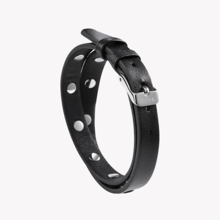 ZINK Men's Black & Silver Leather & Stainless Steel Bracelet | ZJBC031LBP-A
