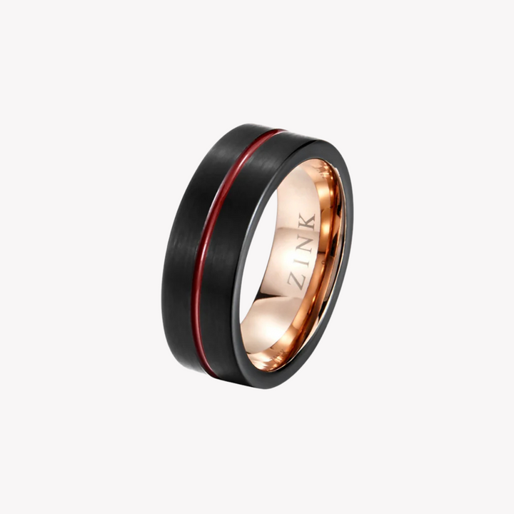 ZINK Men's Black & Rose Gold Ring | ZJRG031TBRG