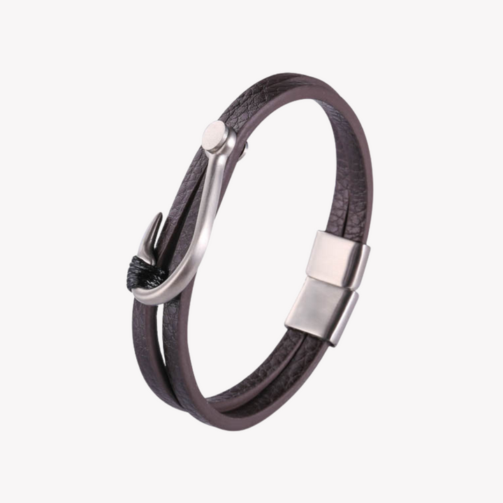 ZINK Men's Brown & Silver Stainless Steel & Leather Bracelet | ZJBC04010