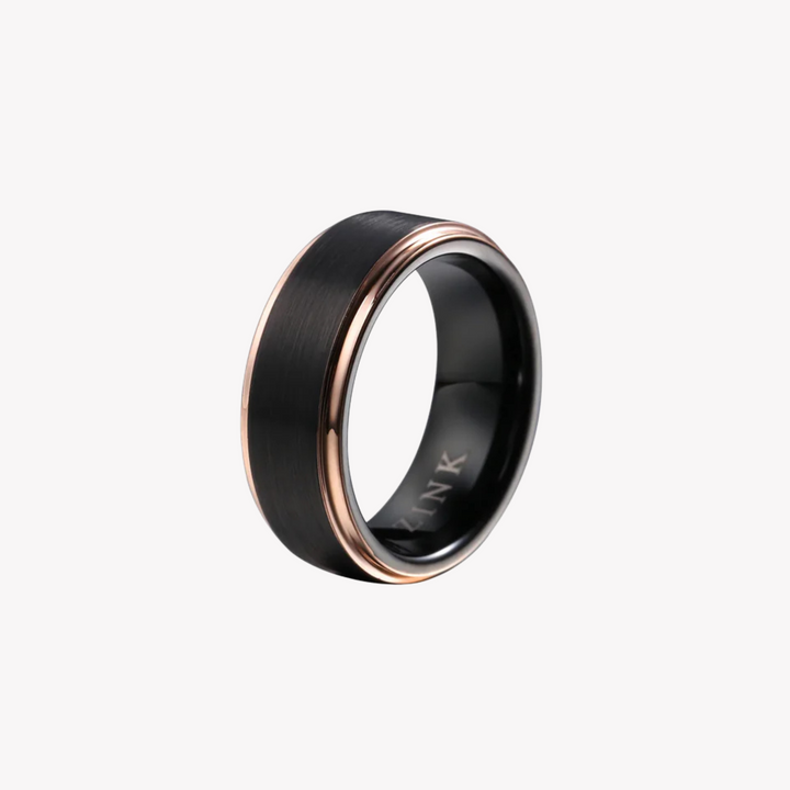 ZINK Men's Rose Gold & Black Ring | ZJRG030TB