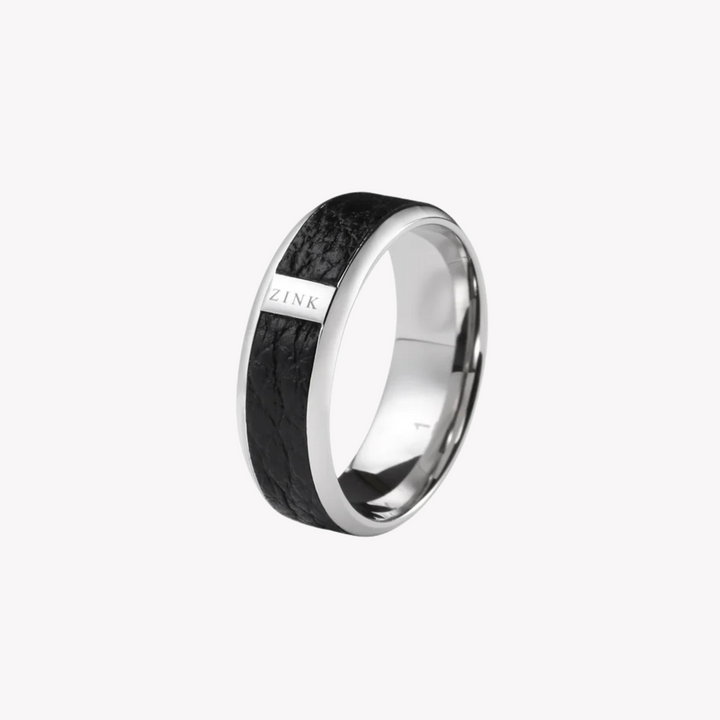 ZINK Men's Silver & Black Stainless Steel Ring | ZJRG015SPS