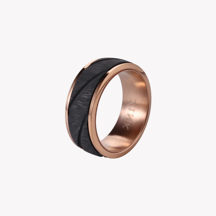 ZINK Men's Rose Gold & Black Stainless Steel Ring | ZJRG03311