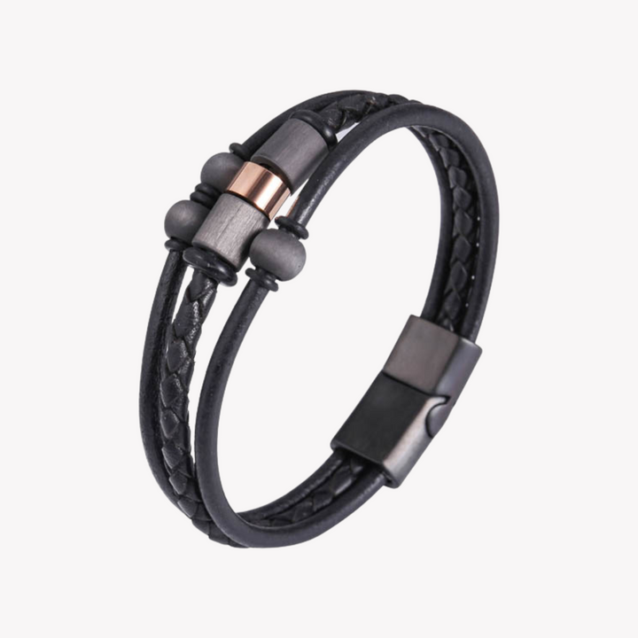 ZINK Men's Black Stainless Steel & Leather Bracelet | ZJBC04111