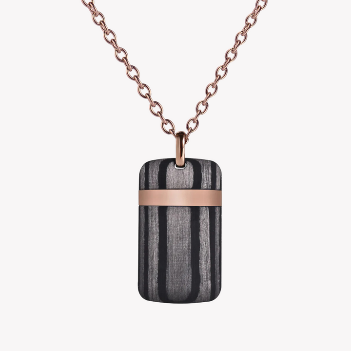ZINK Men's Necklace - Rose Gold & Black Stainless Steel | ZJPD01711