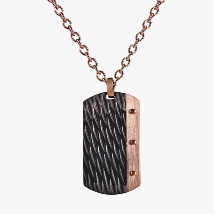 ZINK Men's Rose Gold & Black Stainless Steel Necklace | ZJPD01811