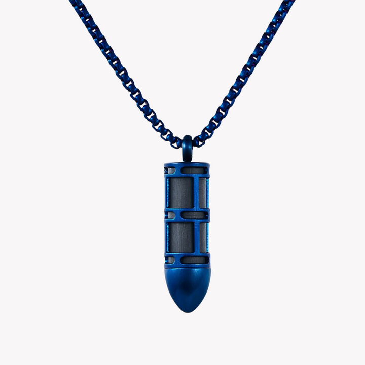ZINK Men's Necklace - Blue Stainless Steel & Carbon Fiber | ZJPD021SBL