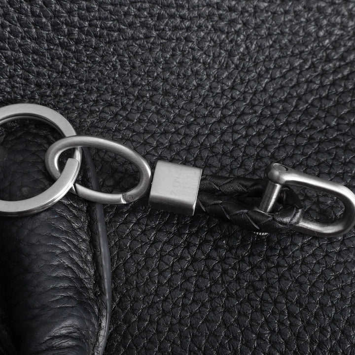 ZINK Keychain - Silver & Black - Stainless Steel & Leather | ZJKC010B