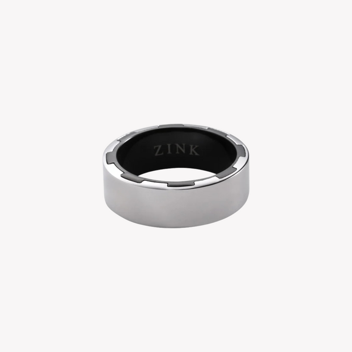 ZINK Men's Silver & Black Stainless Steel Ring | ZJRG026SP