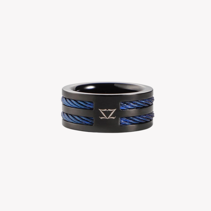 ZINK Men's Black & Blue Stainless Steel Ring | ZJRG040BL