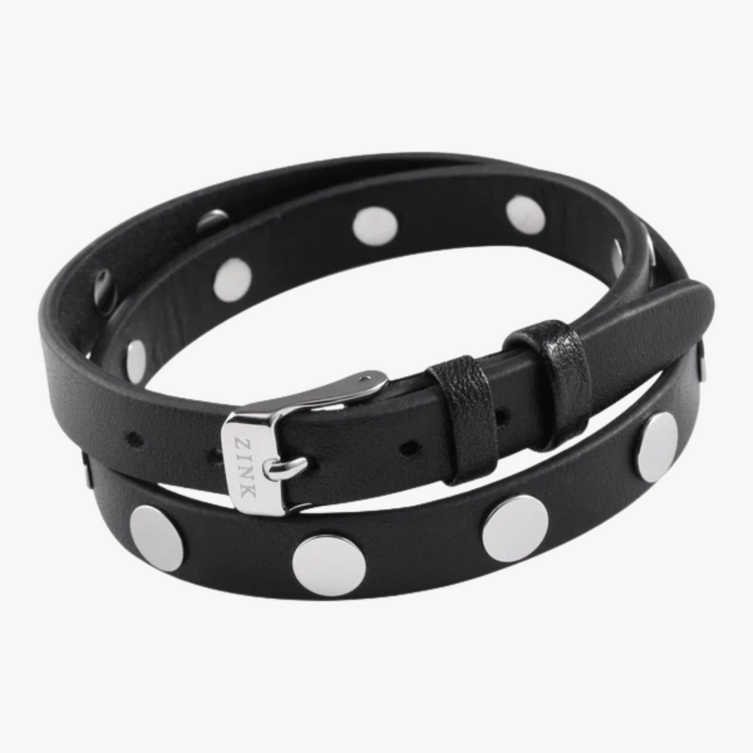 ZINK Men's Black & Silver Stainless Steel & Leather Bracelet | ZJBC032LBP-A