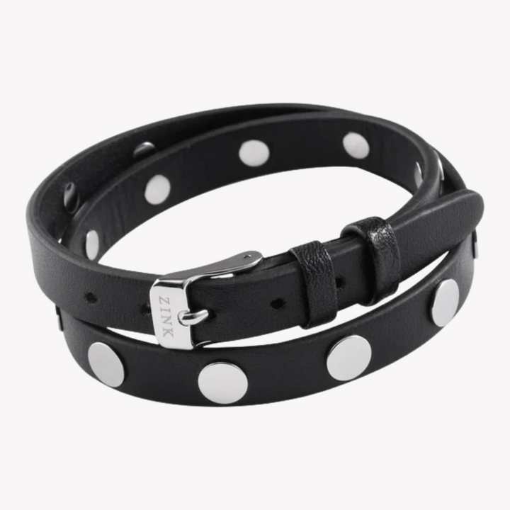 ZINK Men's Black & Silver Stainless Steel & Leather Bracelet | ZJBC032LBP-A