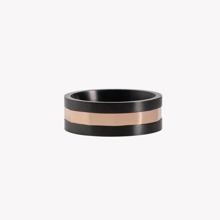 ZINK Men's Stainless Steel Black & Rose Gold Ring | ZJRG037RG