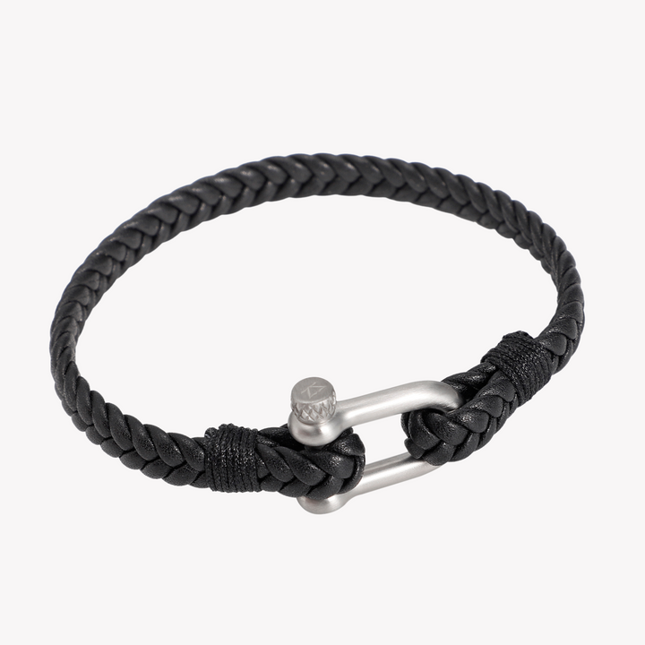 ZINK Men's Black & Silver Stainless Steel & Leather Bracelet | ZJBC044SM