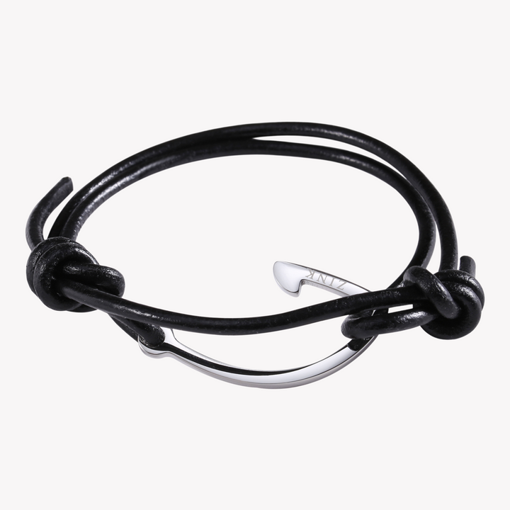 ZINK Men's Black & Silver Stainless Steel & Leather Bracelet | ZJBC024LPB