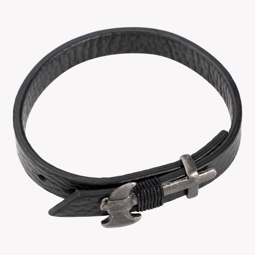 ZINK Men's Black Stainless Steel & Leather Bracelet | ZJBC045B
