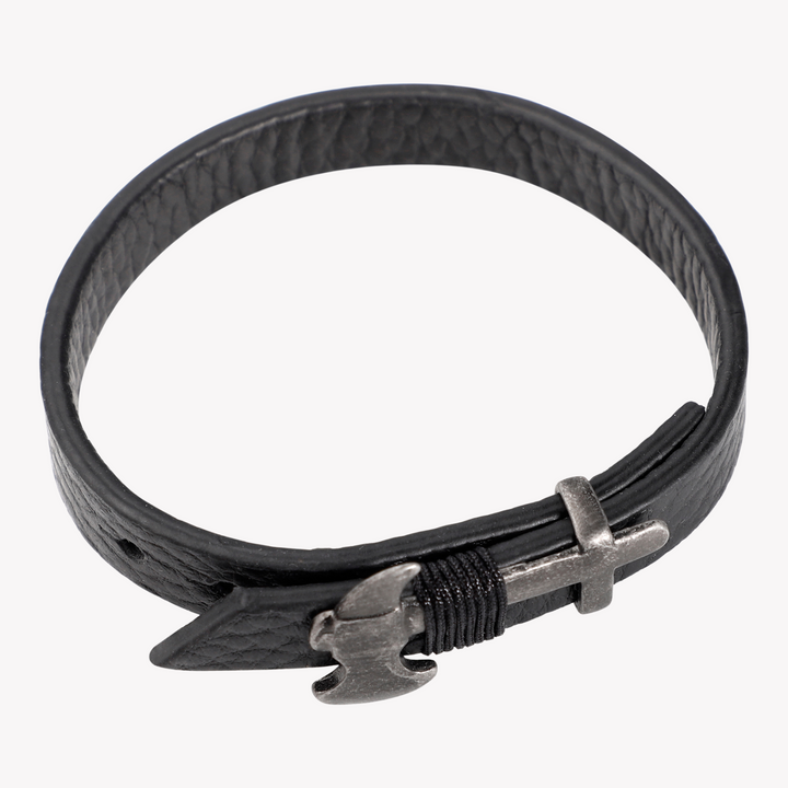 ZINK Men's Black Stainless Steel & Leather Bracelet | ZJBC045B