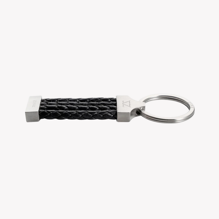 ZINK Keychain - Silver & Black - Stainless Steel & Leather | ZJKC008B