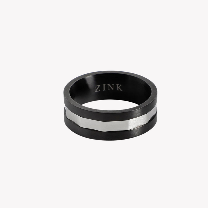 ZINK Men's Black & Silver Stainless Steel Ring | ZJRG037S