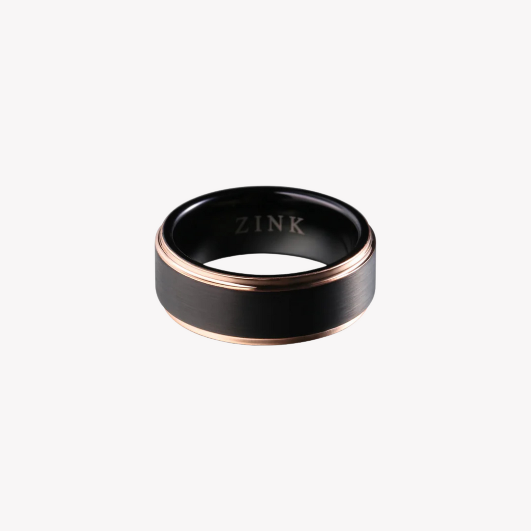 ZINK Men's Rose Gold & Black Ring | ZJRG030TB