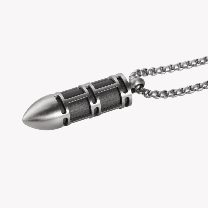 ZINK Men's Silver Stainless Steel & Carbon Fiber Necklace | ZJPD021SM
