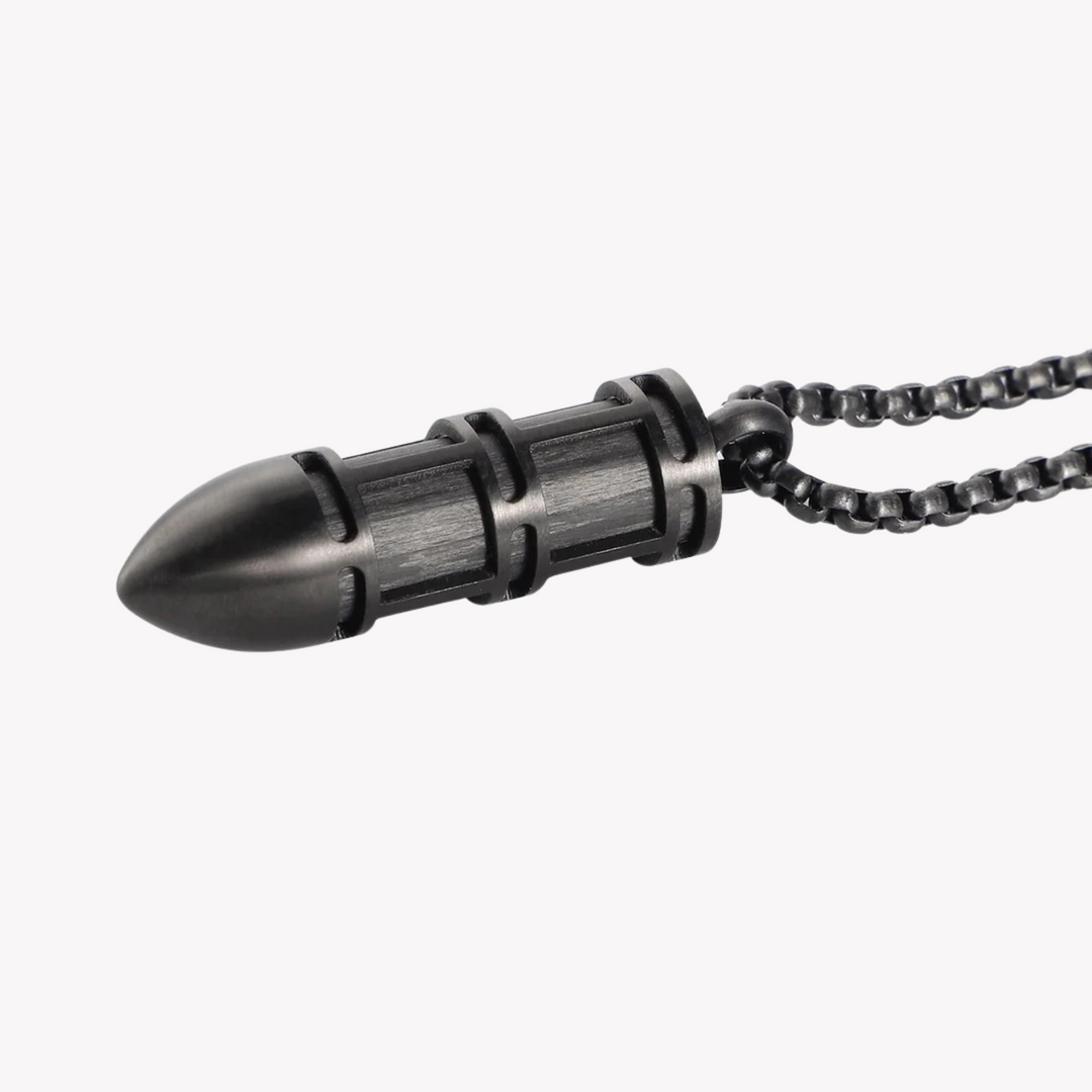 ZINK Men's Black Stainless Steel & Carbon Fiber Necklace | ZJPD021GN