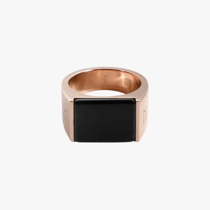 ZINK Men's Gold & Black Stainless Steel Ring | ZJRG039G