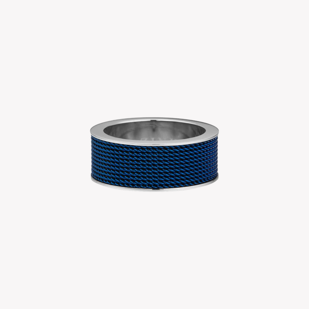 ZINK Men's Silver & Blue Stainless Steel Ring | ZJRG019SBL