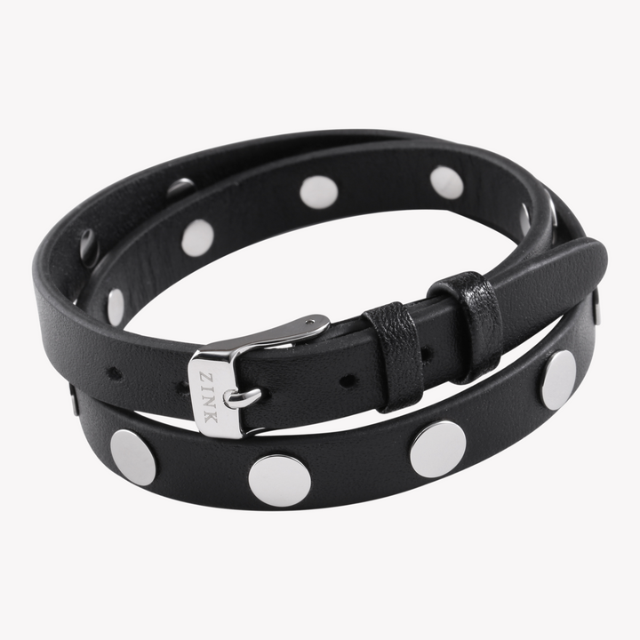 ZINK Men's Black & Silver Leather & Stainless Steel Bracelet | ZJBC031LBP-A