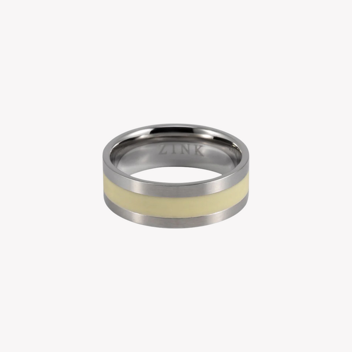 ZINK Men's Silver & Beige Stainless Steel Ring | ZJRG002SMW