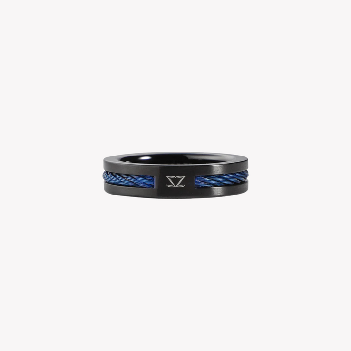 ZINK Men's Black & Blue Stainless Steel Ring | ZJRG041BL