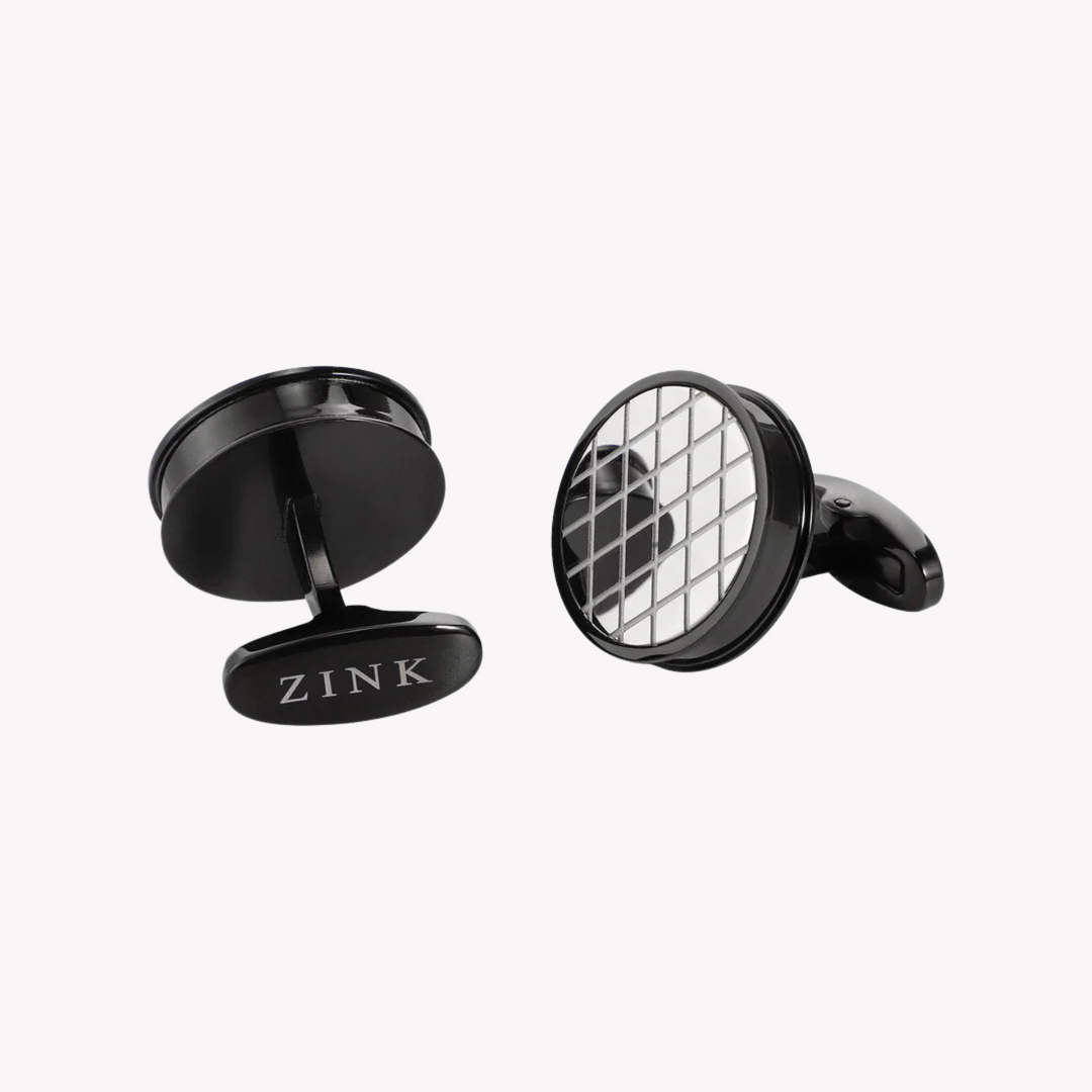 ZINK Men's Stainless Steel Black & Silver Cufflink | ZJCL004B