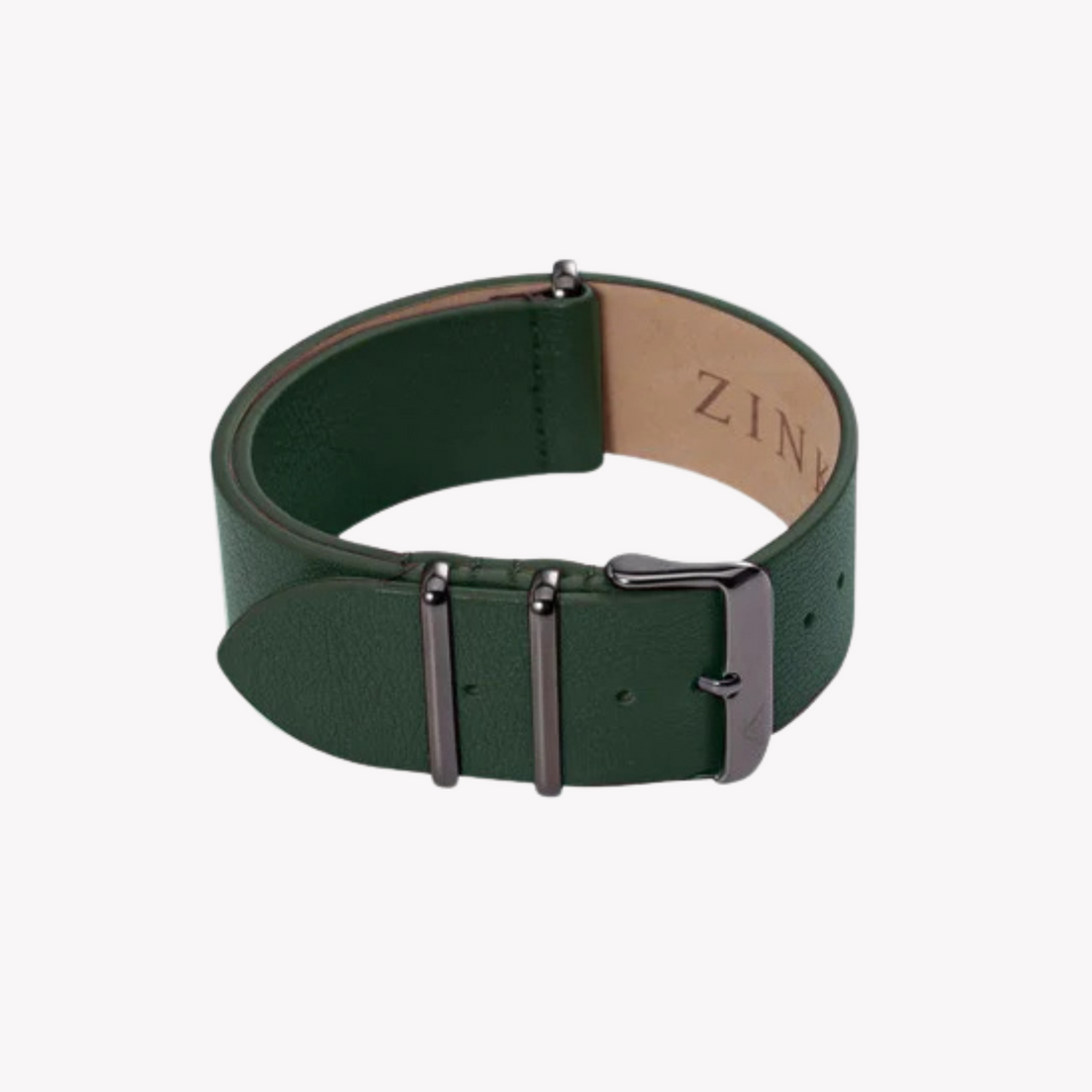 ZINK Men's Leather Watch Band - Dark Green | ZLB001DGB