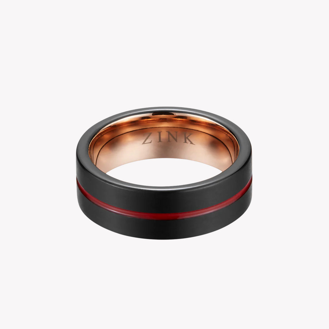 ZINK Men's Black & Rose Gold Ring | ZJRG031TBRG