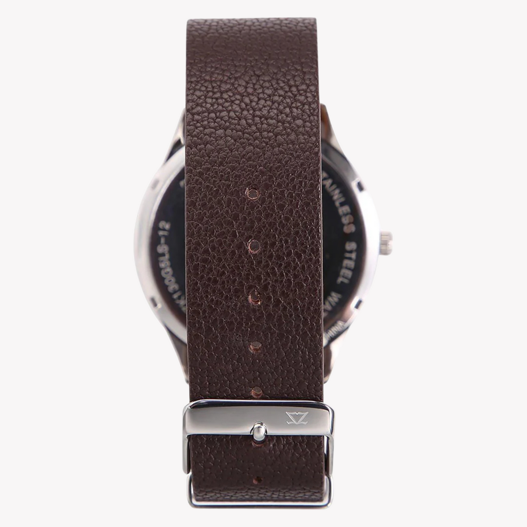 ZINK Men's Silver & Brown Leather Watch | ZK130G5LS-12S