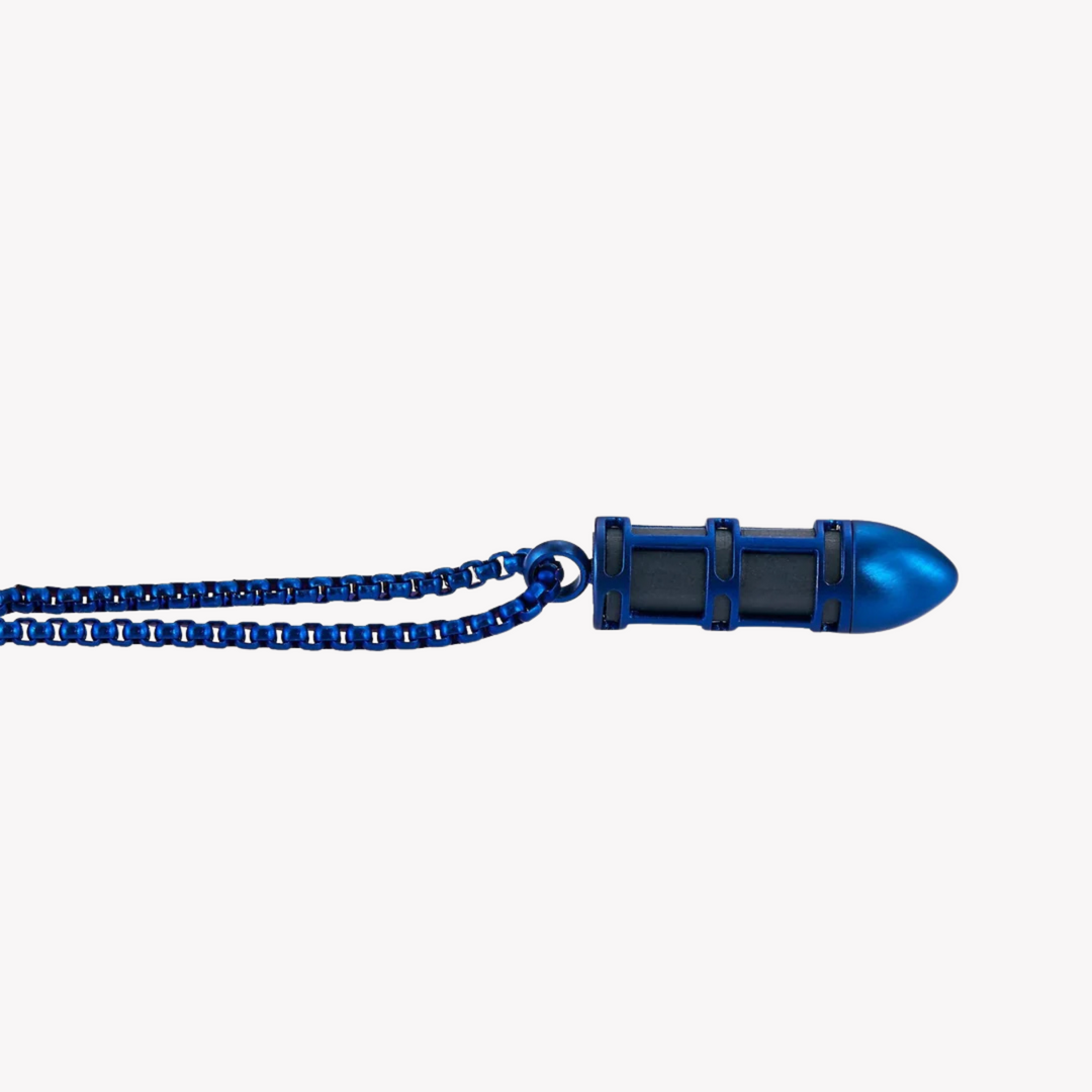 ZINK Men's Necklace - Blue Stainless Steel & Carbon Fiber | ZJPD021SBL
