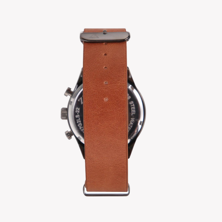 ZINK Men's Stainless Steel Black Watch - Brown Leather | ZK127G2LS-22