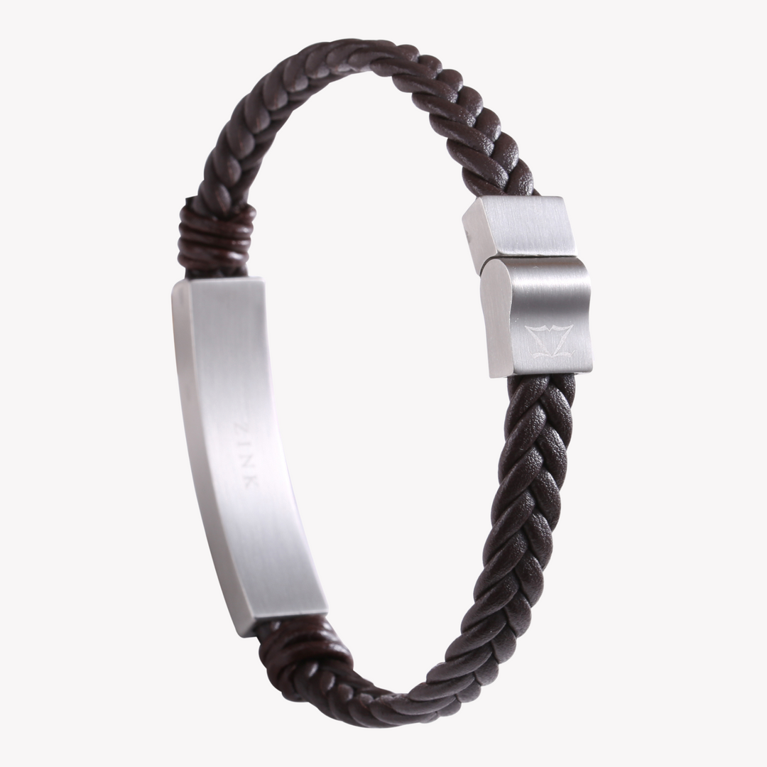 ZINK Men's Brown & Silver Stainless Steel Bracelet | ZJBC028SCLBR