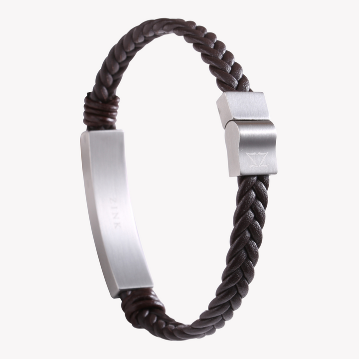 ZINK Men's Brown & Silver Stainless Steel Bracelet | ZJBC028SCLBR
