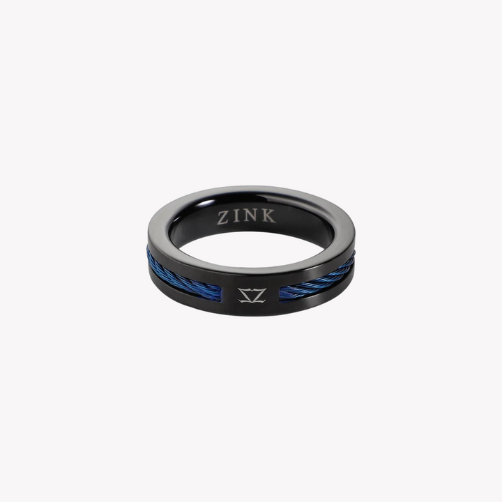 ZINK Men's Black & Blue Stainless Steel Ring | ZJRG041BL