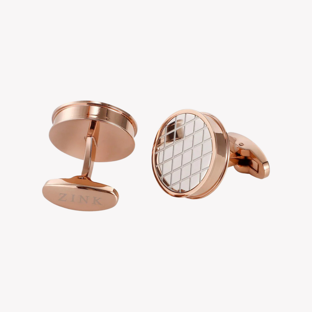 ZINK Men's Stainless Steel Rose Gold & Silver Cufflink | ZJCL004RG