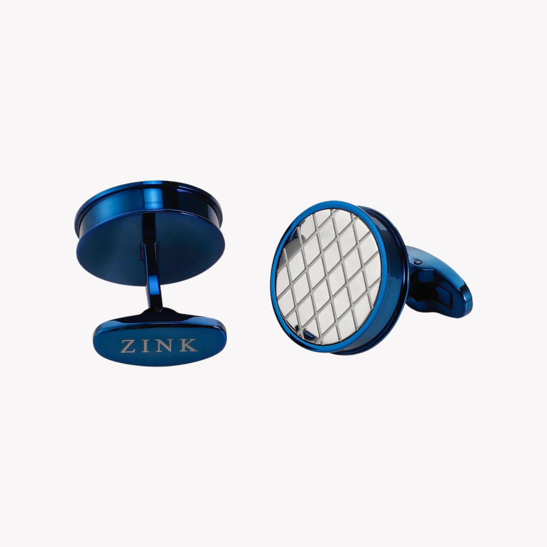 ZINK Men's Stainless Steel Blue & Silver Cufflink | ZJCL004BL