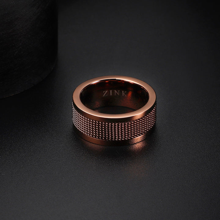 ZINK Men's Rose Gold Stainless Steel Ring | ZJRG008SBR