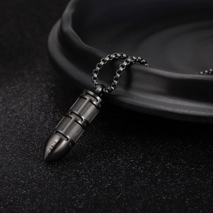 ZINK Men's Black Stainless Steel & Carbon Fiber Necklace | ZJPD021GN