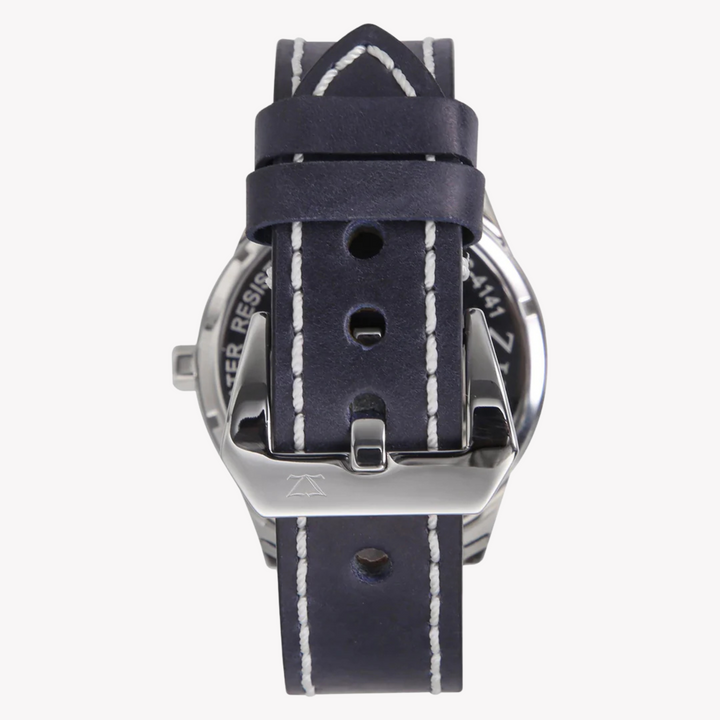 ZINK Men's Silver Stainless Steel & Blue Leather Watch | ZK131G2LS-4141