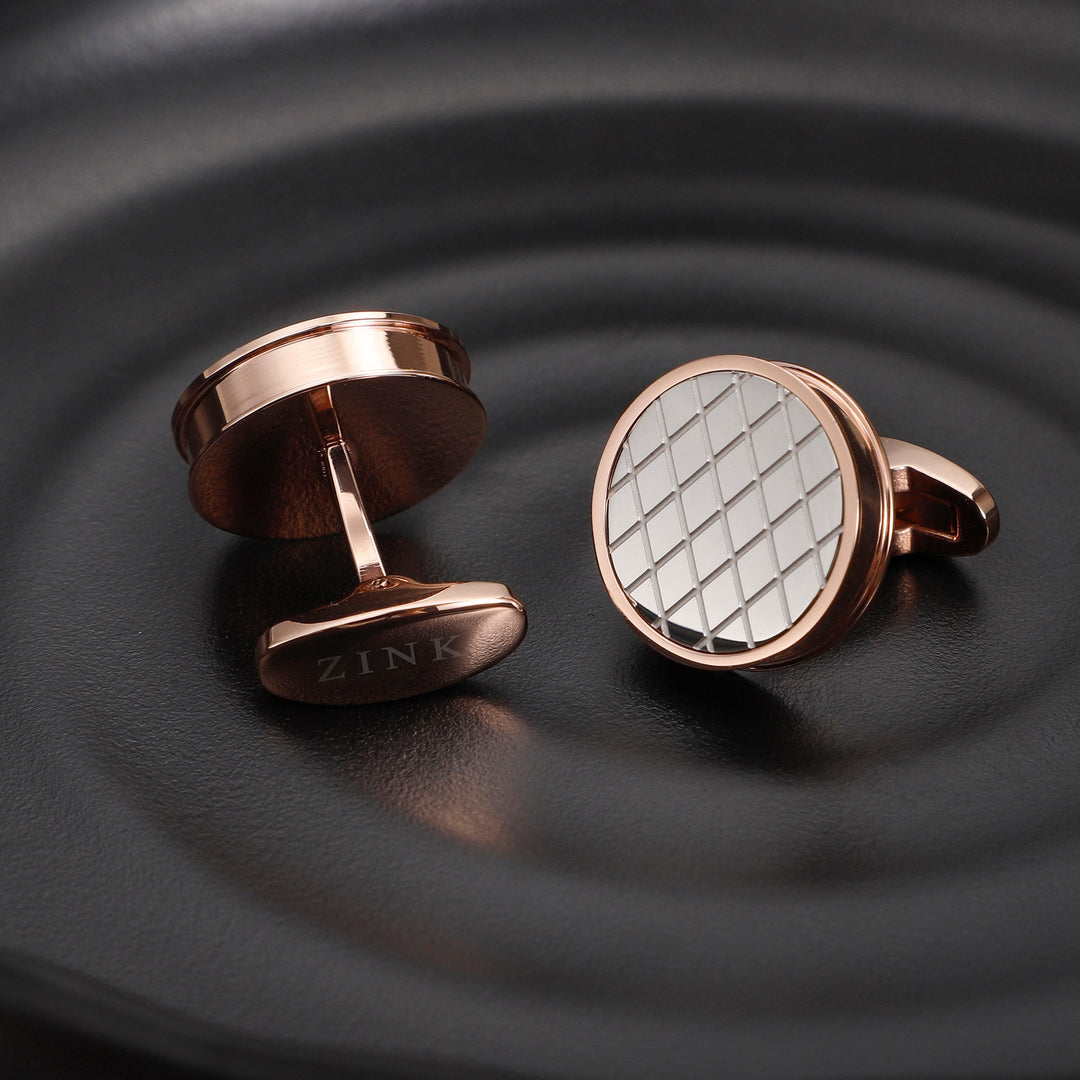 ZINK Men's Stainless Steel Rose Gold & Silver Cufflink | ZJCL004RG
