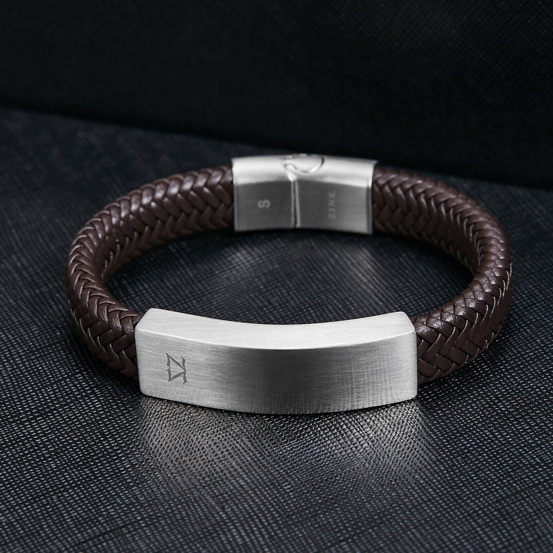 ZINK Men's Black & Silver Stainless Steel & Leather Bracelet | ZJBC001SLBR