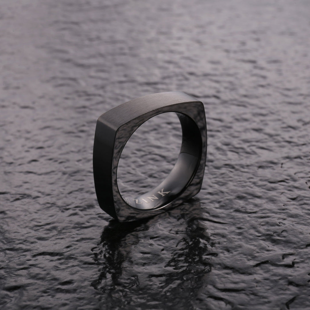 ZINK Men's Black Stainless Steel Ring | ZJRG0343