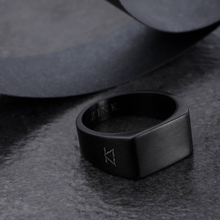 ZINK Men's Black Stainless Steel Ring | ZJRG042B