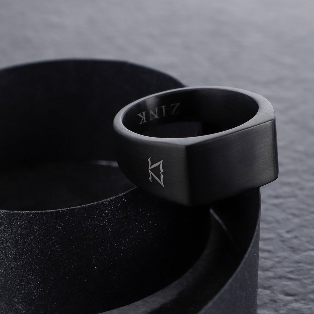 ZINK Men's Black Stainless Steel Ring | ZJRG042B